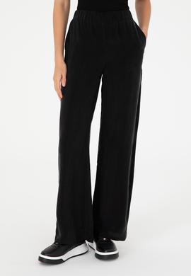 Siyah Yüksek Bel Kupro Kumaş Loose Fit Pantolon - 50291295003