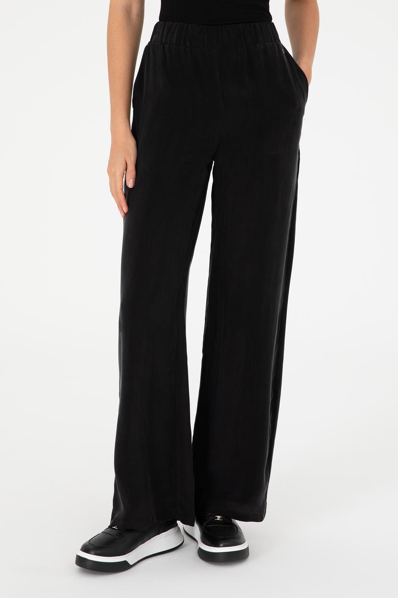Siyah Yüksek Bel Kupro Kumaş Loose Fit Pantolon - 50291295003