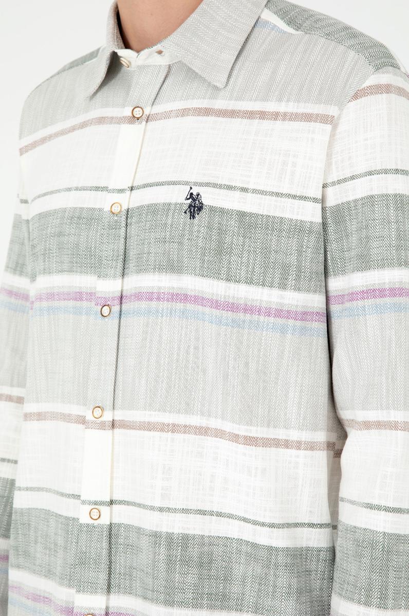 Erkek Haki Uzun Kollu Gömlek