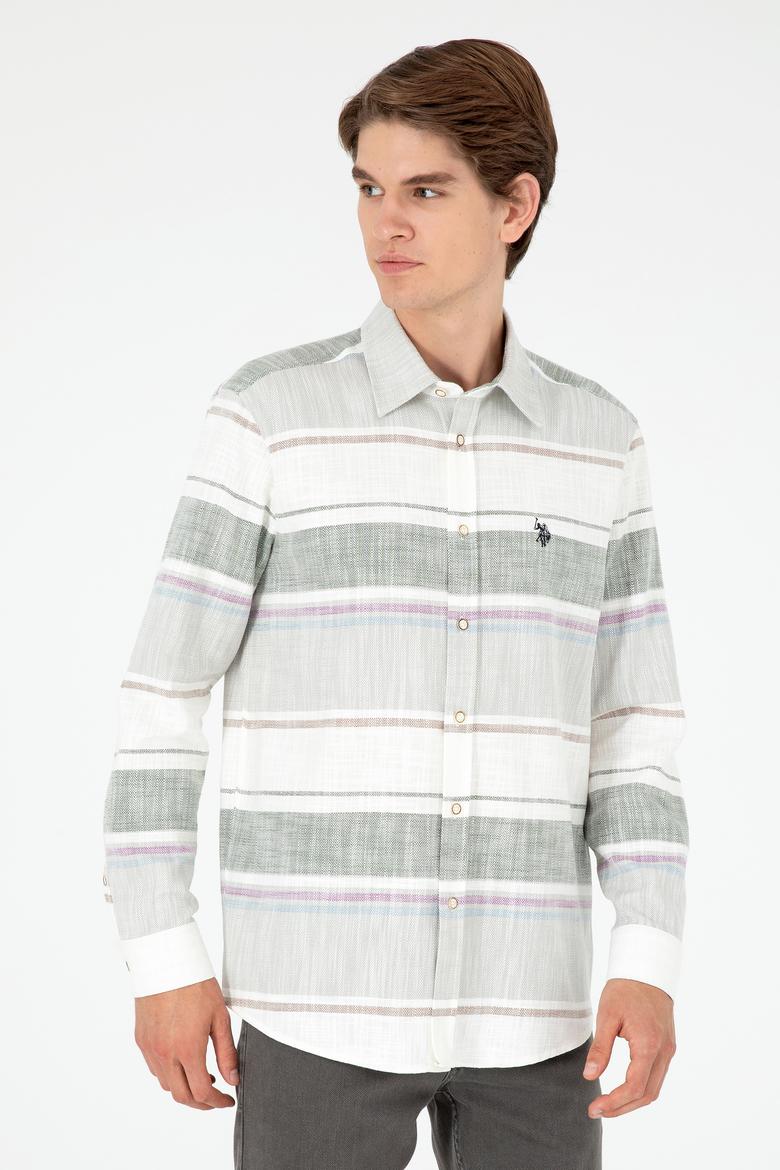 Erkek Haki Uzun Kollu Gömlek