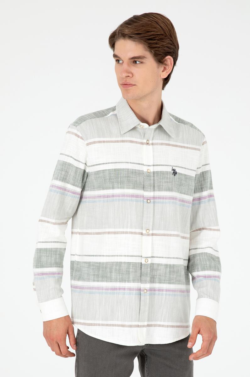 Erkek Haki Uzun Kollu Gömlek