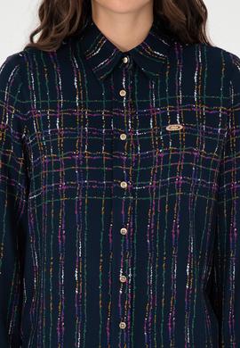 Kadın Lacivert Uzun Kollu Gömlek - 50289840004