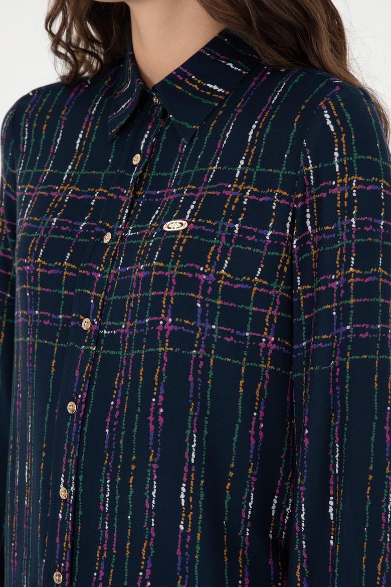 Kadın Lacivert Uzun Kollu Gömlek - 50289840004