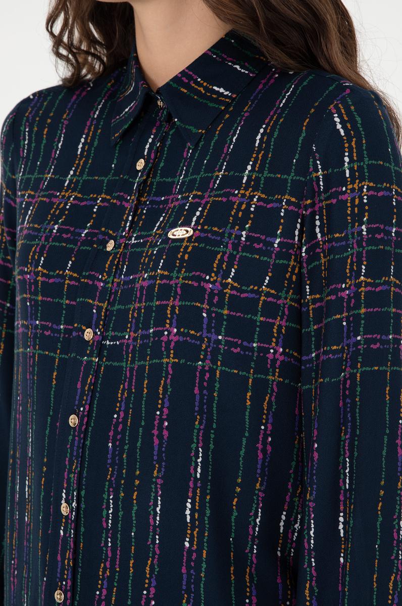 Kadın Lacivert Uzun Kollu Gömlek