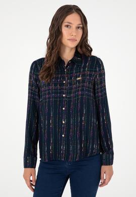 Kadın Lacivert Uzun Kollu Gömlek - 50289840004