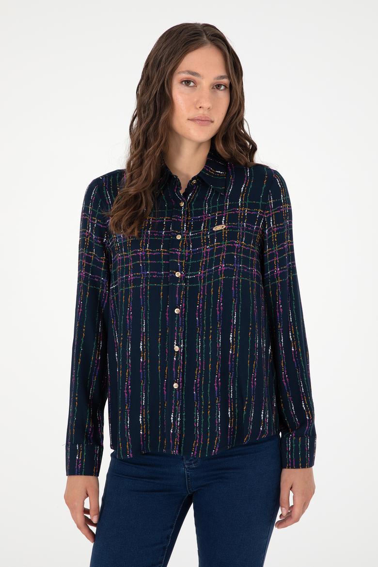 Kadın Lacivert Uzun Kollu Gömlek - 50289840004