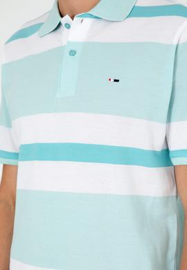 Erkek Regular Fit Polo Yaka Su Yeşili Tişört - 50282026021