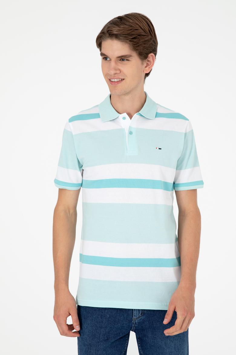 Erkek Regular Fit Polo Yaka Su Yeşili Tişört - 50282026021