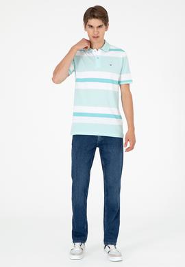 Erkek Regular Fit Polo Yaka Su Yeşili Tişört - 50282026021