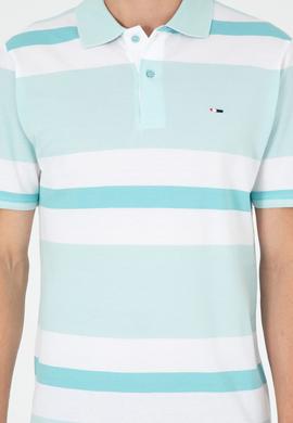 Erkek Regular Fit Polo Yaka Su Yeşili Tişört - 50282026021