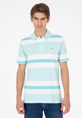 Erkek Regular Fit Polo Yaka Su Yeşili Tişört - 50282026021