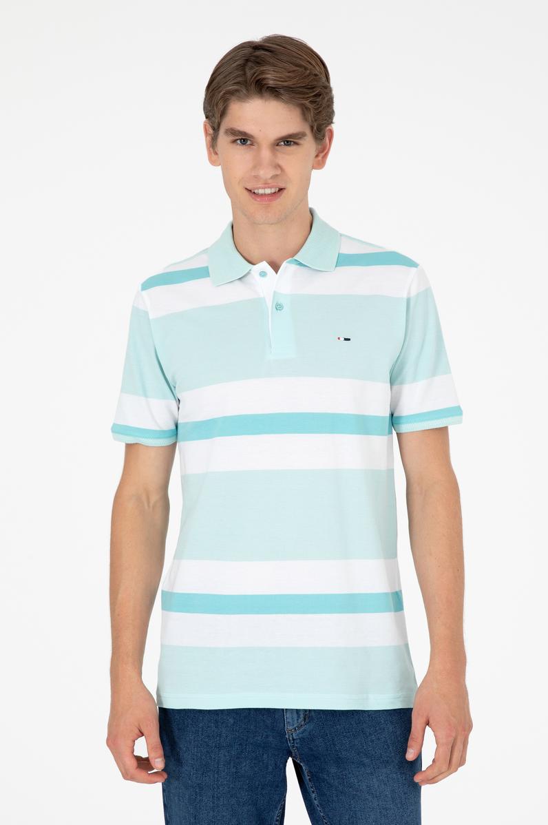 Erkek Regular Fit Polo Yaka Su Yeşili Tişört