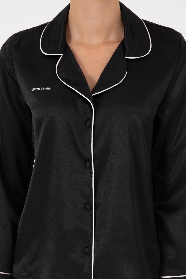 Siyah Saten Pijama Takımı - 50303949024