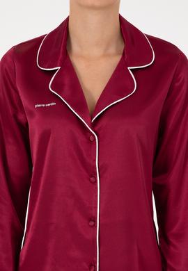 Bordo Saten Pijama Takımı - 50303949019