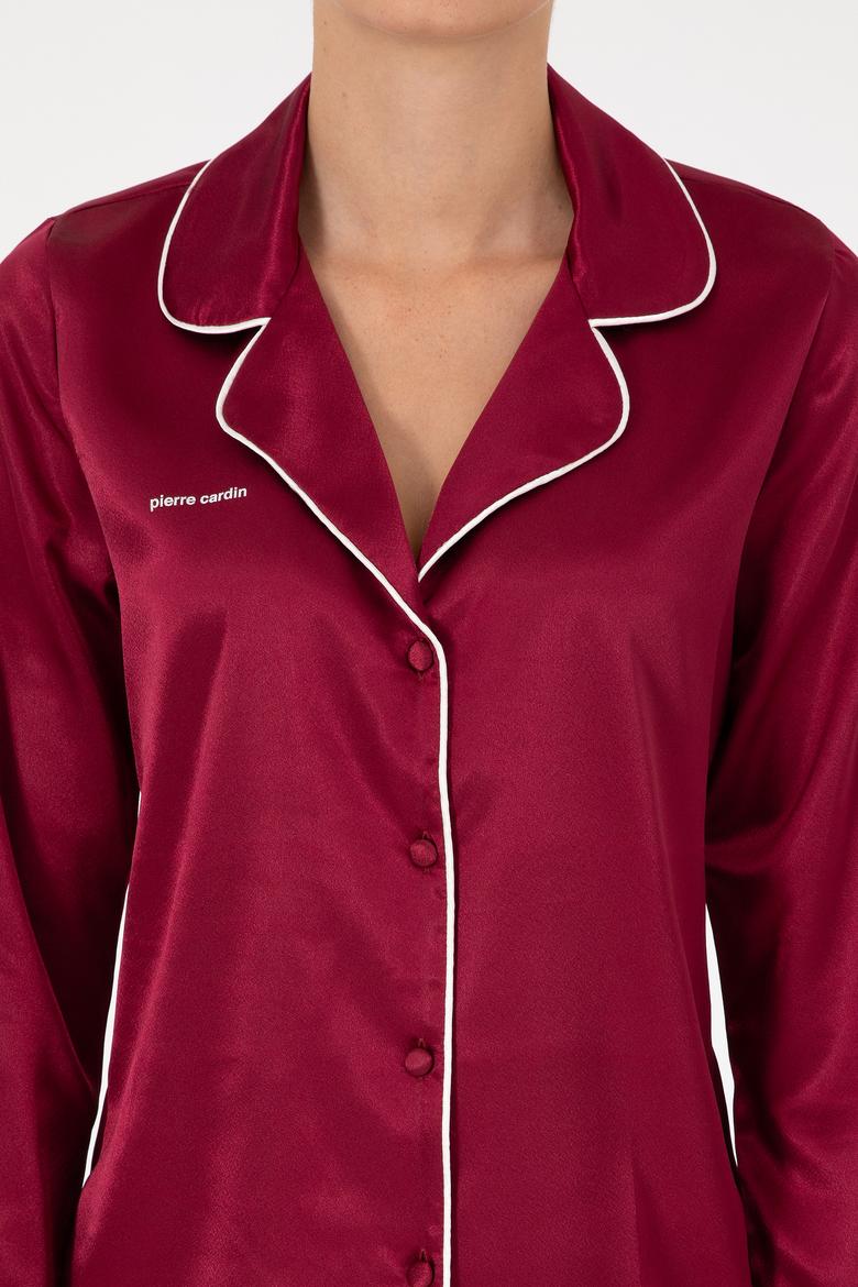 Bordo Saten Pijama Takımı - 50303949019