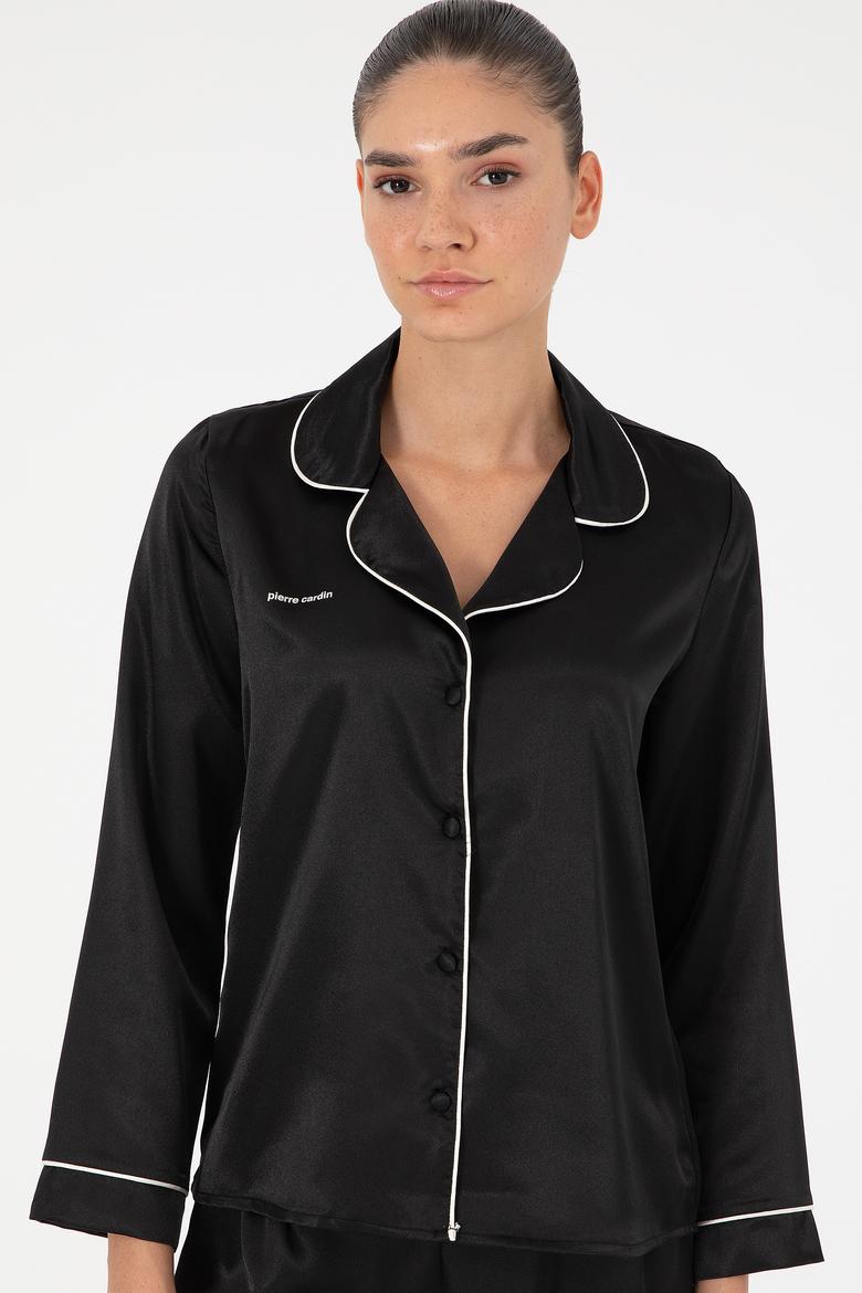 Siyah Saten Pijama Takımı - 50303949024