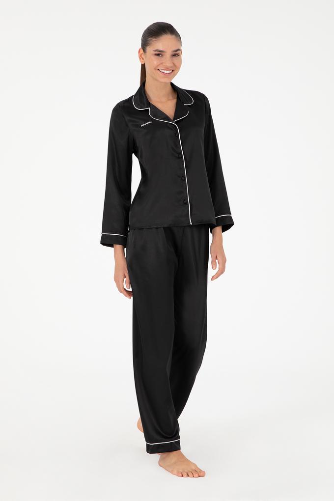Siyah Saten Pijama Takımı