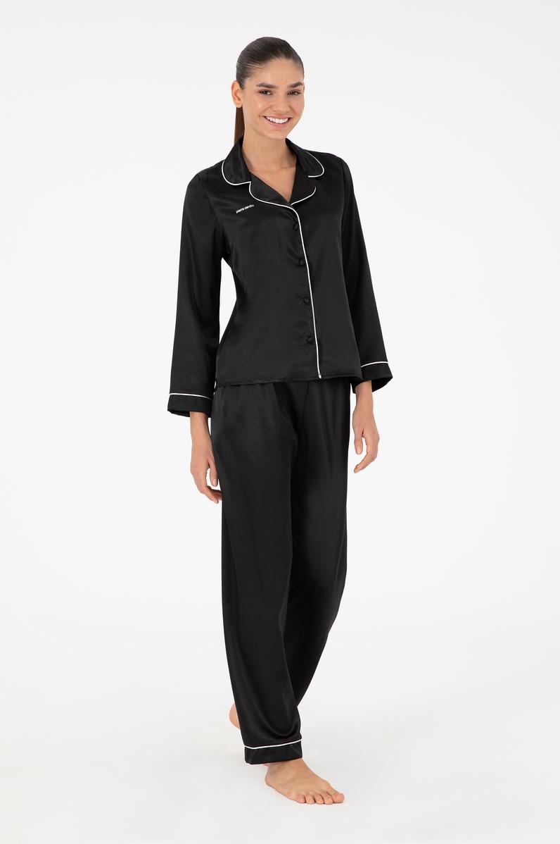 Siyah Saten Pijama Takımı