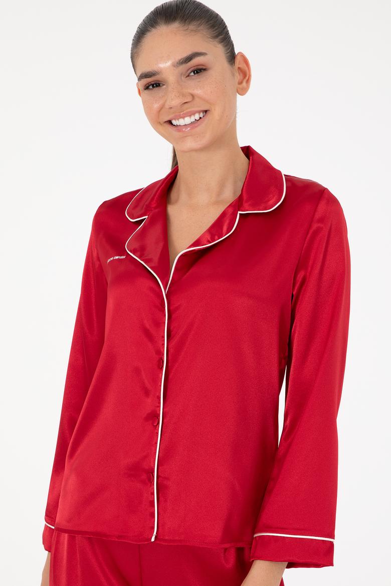 Kırmızı Saten Pijama Takımı - 50303949003