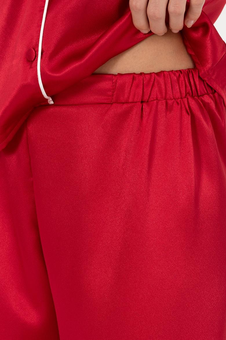 Kırmızı Saten Pijama Takımı - 50303949003