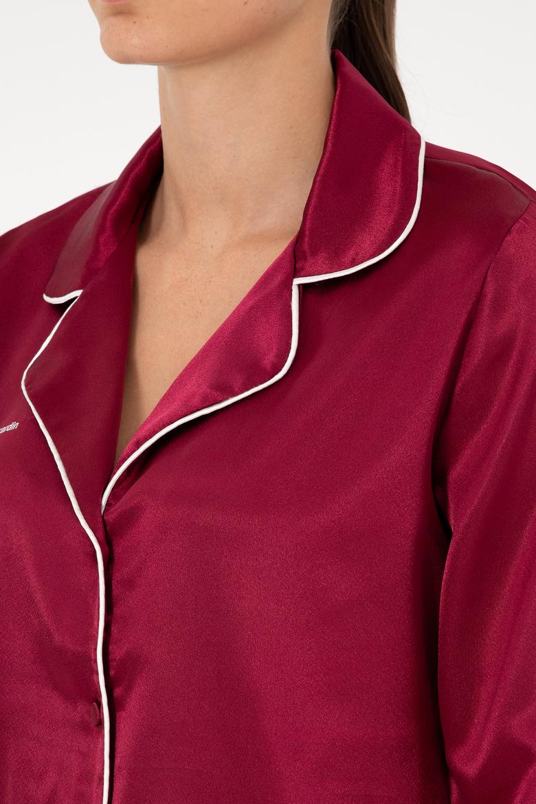 Bordo Saten Pijama Takımı - 50303949019