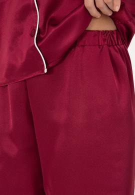 Bordo Saten Pijama Takımı - 50303949019