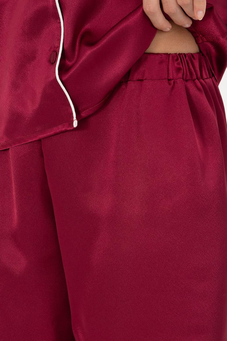 Bordo Saten Pijama Takımı - 50303949019