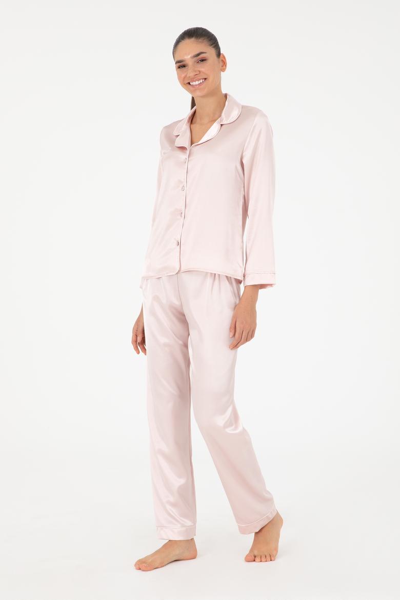 Pudra Saten Pijama Takımı - 50303949023