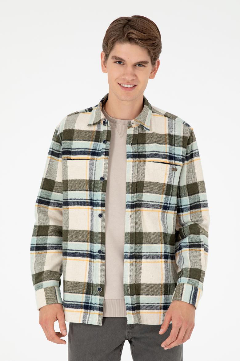 Erkek Haki Uzun Kollu Gömlek