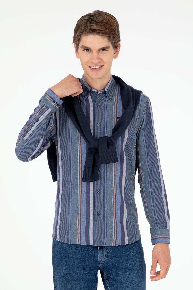 Erkek Koyu Yeşil Uzun Kollu Gömlek