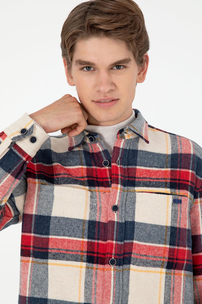 Erkek Saks Uzun Kollu Gömlek