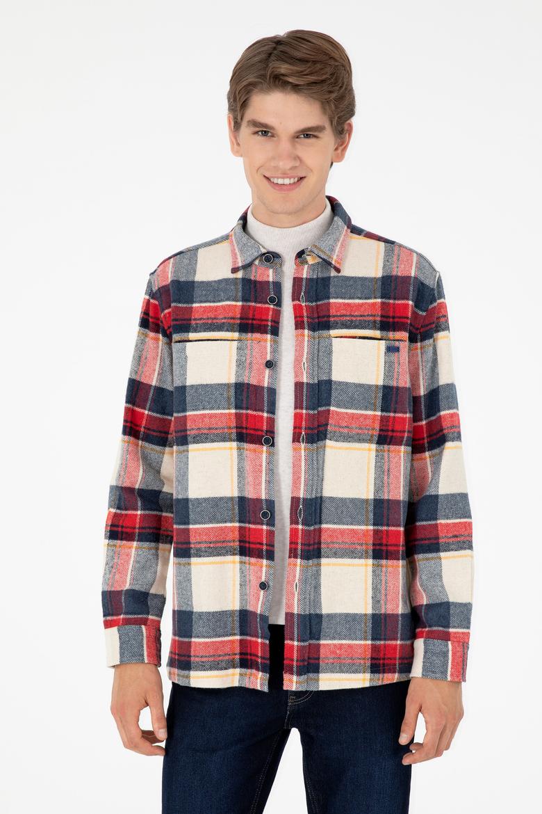 Erkek Saks Uzun Kollu Gömlek