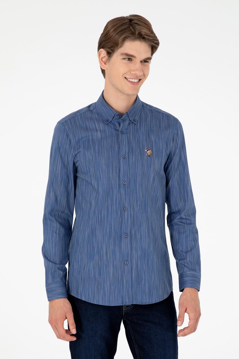 Erkek Mavi Uzun Kollu Gömlek