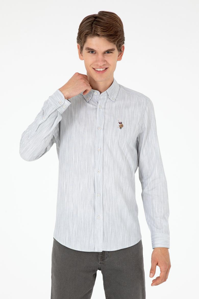 Erkek Açık Gri Uzun Kollu Gömlek