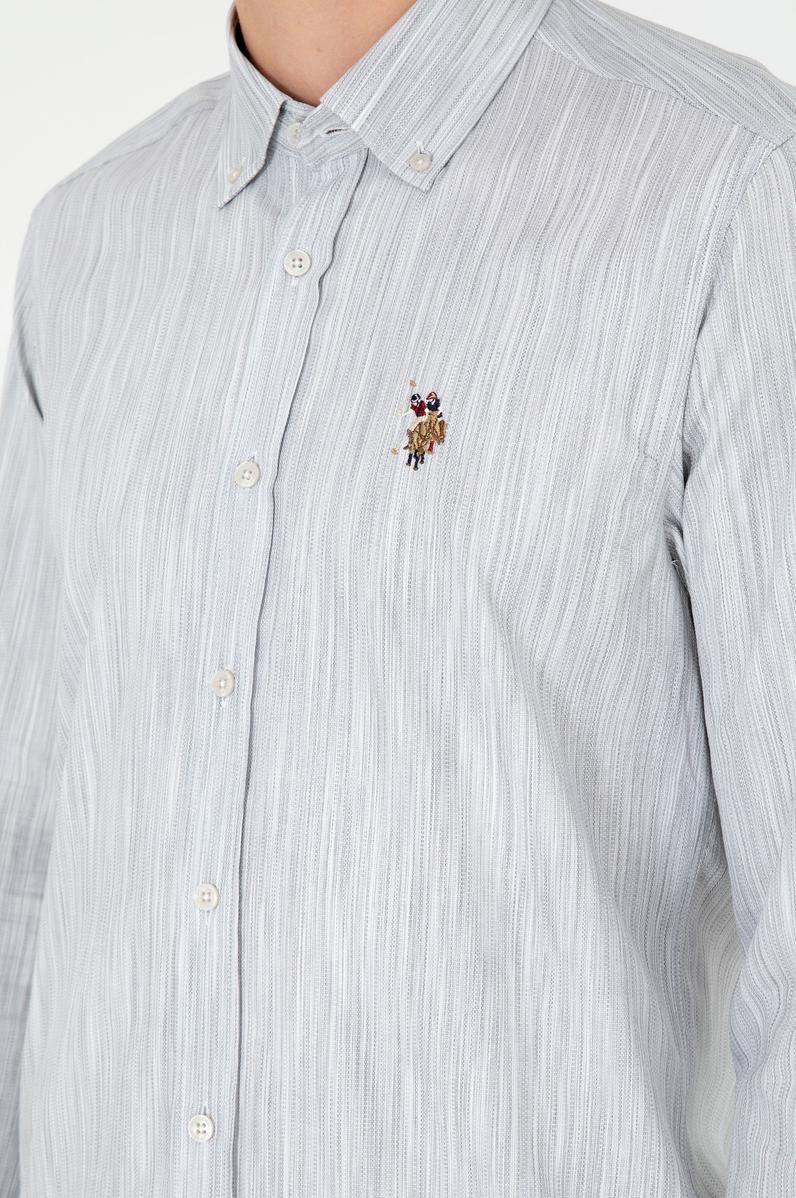 Erkek Açık Gri Uzun Kollu Gömlek