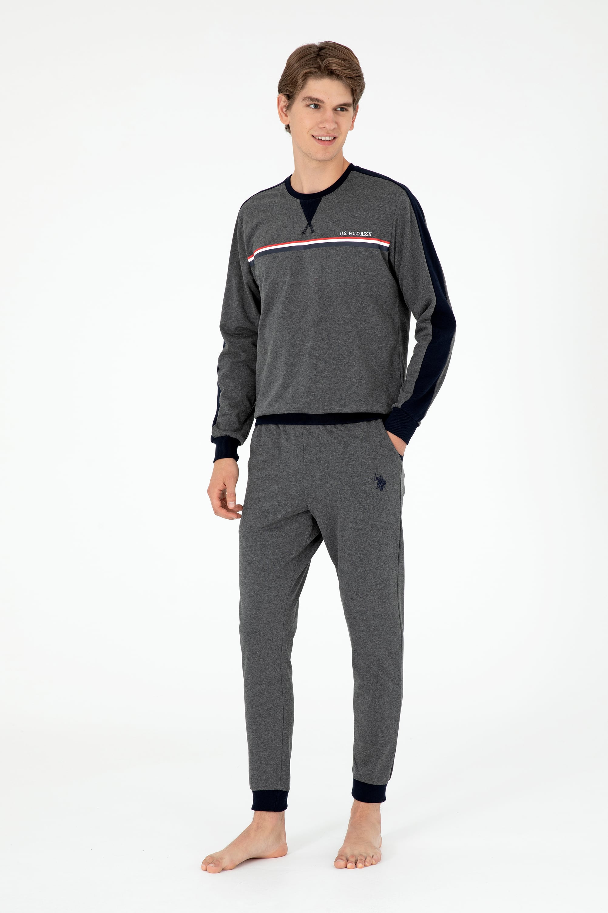 Erkek Antrasit Melanj Pijama Takımı