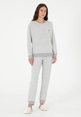 Kadın Gri Melanj Pijama Takımı - 50302029006