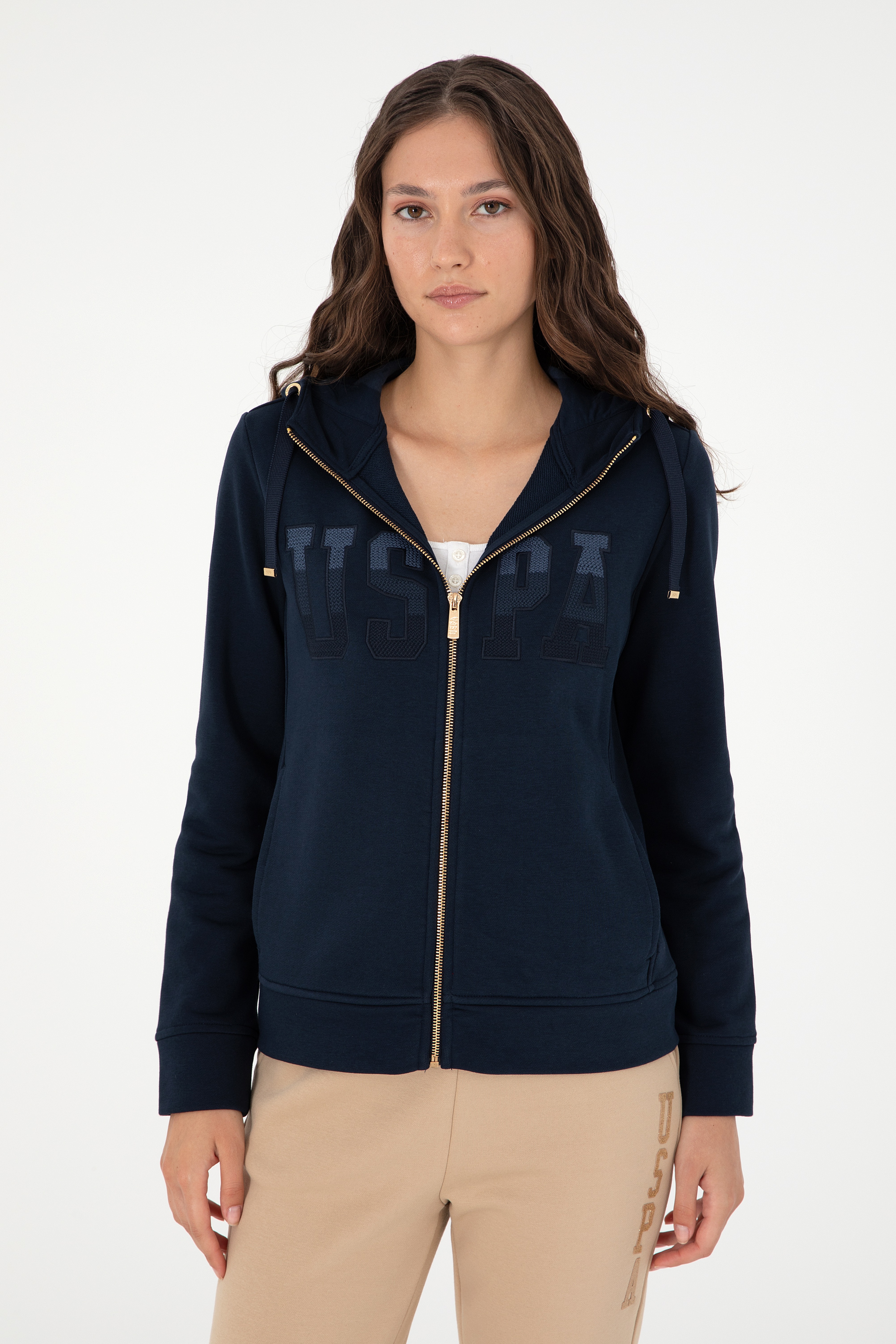 Kadın Lacivert Basic Kapüşonlu Sweatshirt