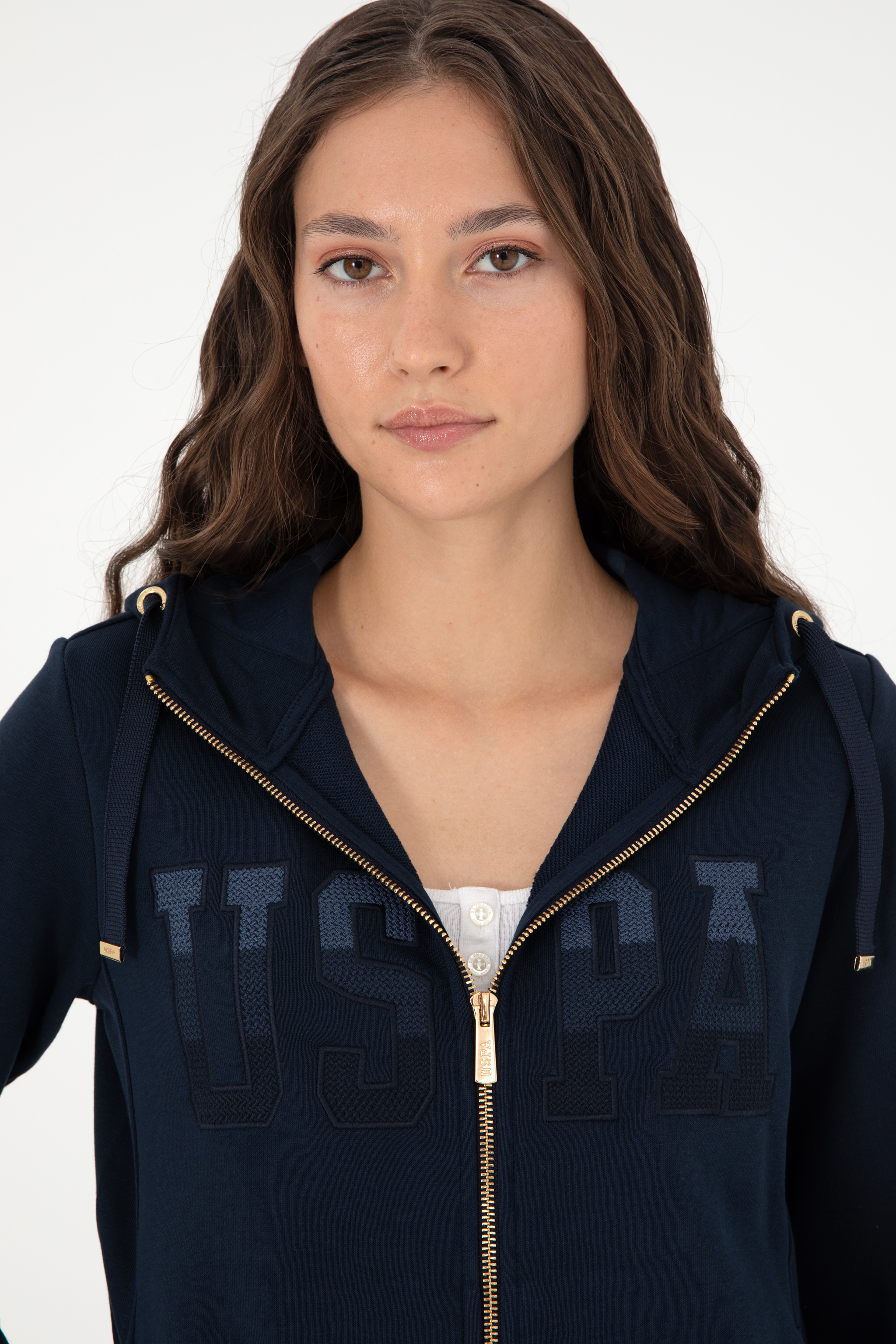 Kadın Lacivert Basic Kapüşonlu Sweatshirt