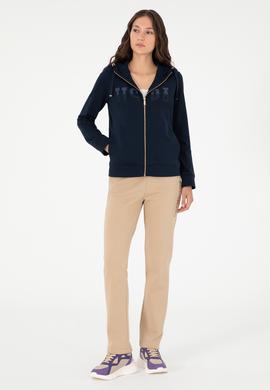 Kadın Lacivert Basic Kapüşonlu Sweatshirt - 50289540016