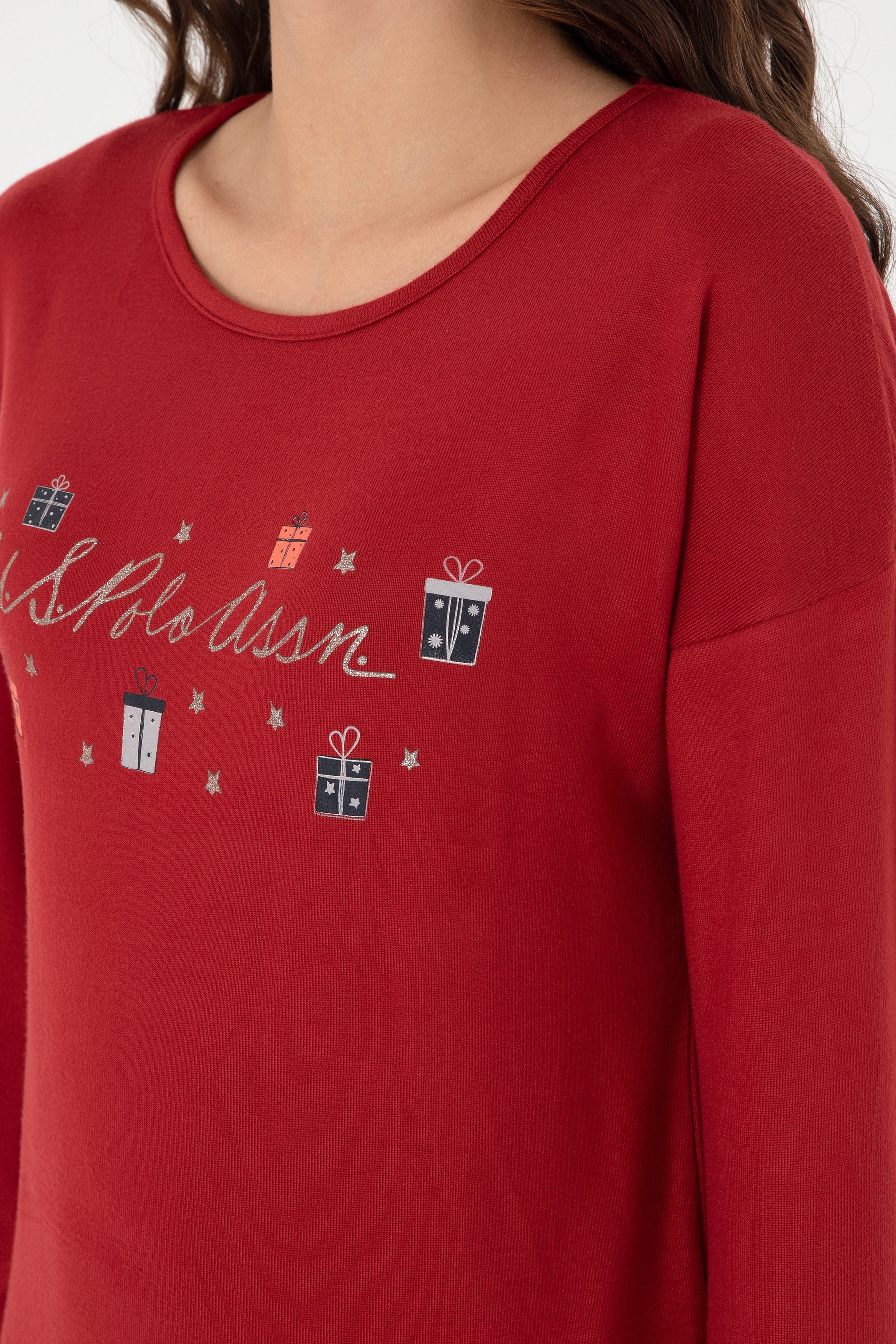 Kadın Bordo Yılbalı Temalı Pijama Takım - Image 6