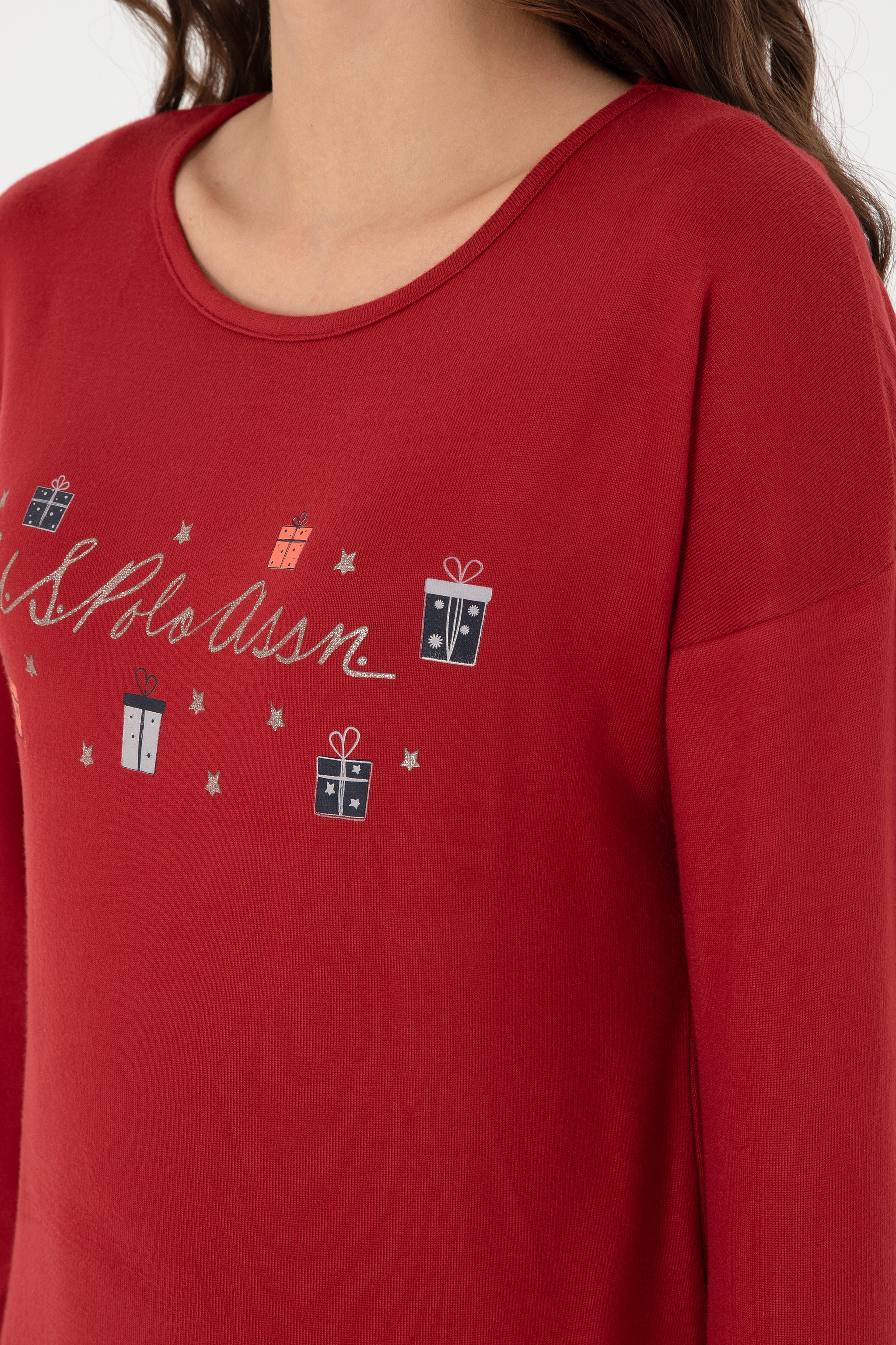 Kadın Bordo Yılbalı Temalı Pijama Takım
