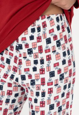 Kadın Bordo Yılbalı Temalı Pijama Takım - 50303402005