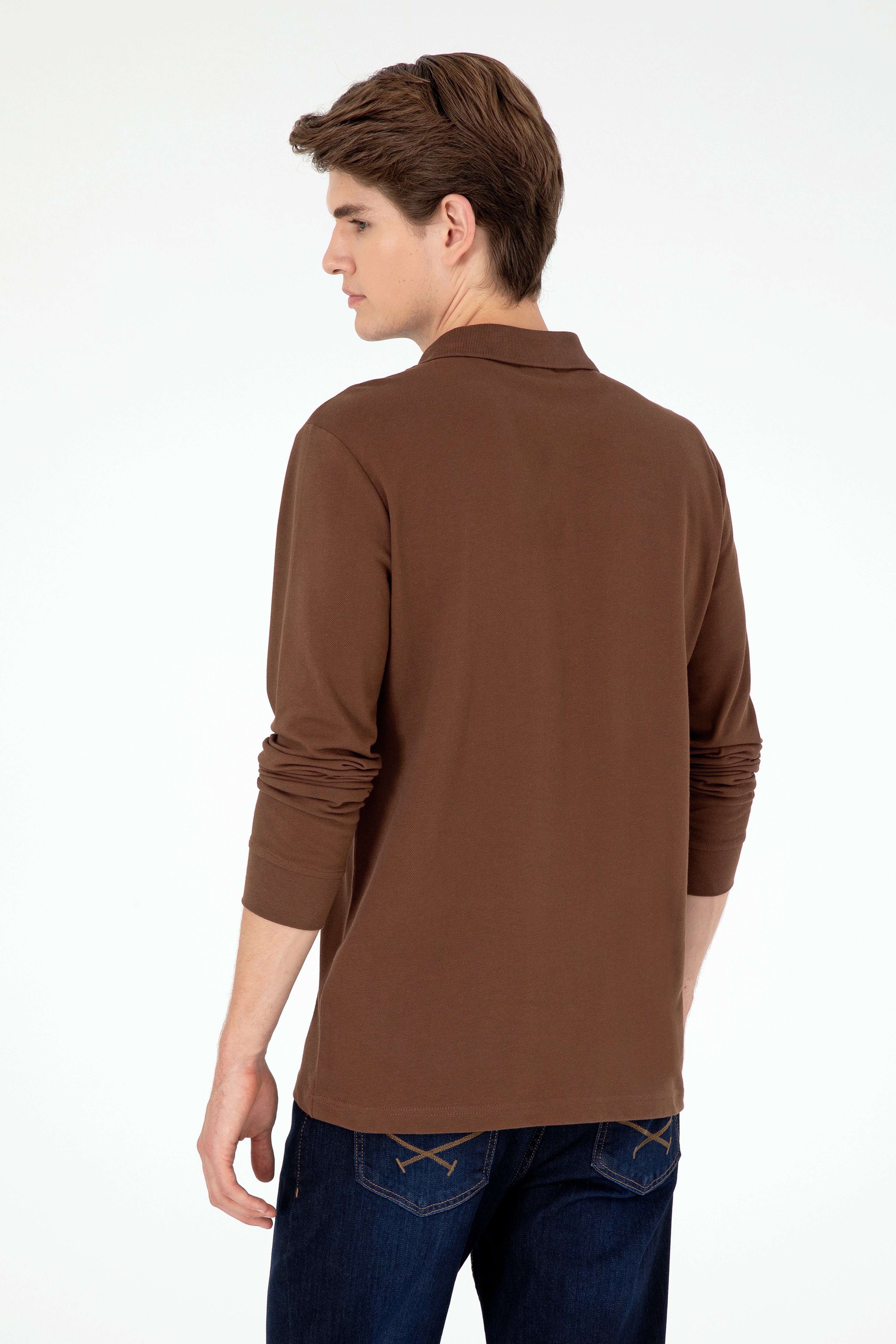Erkek Kahverengi Basic Sweatshirt - Image 5
