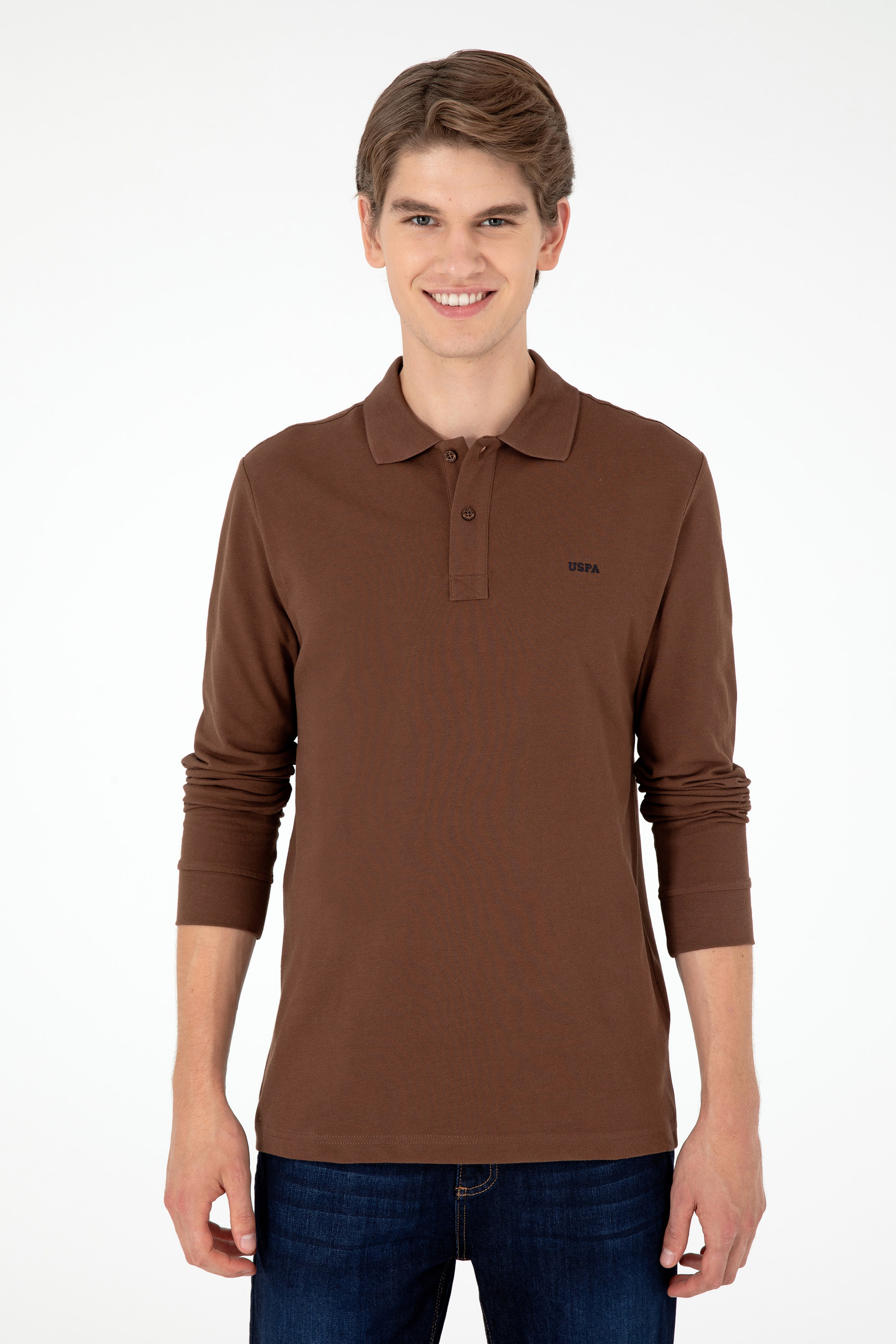 Erkek Kahverengi Basic Sweatshirt - Image 3