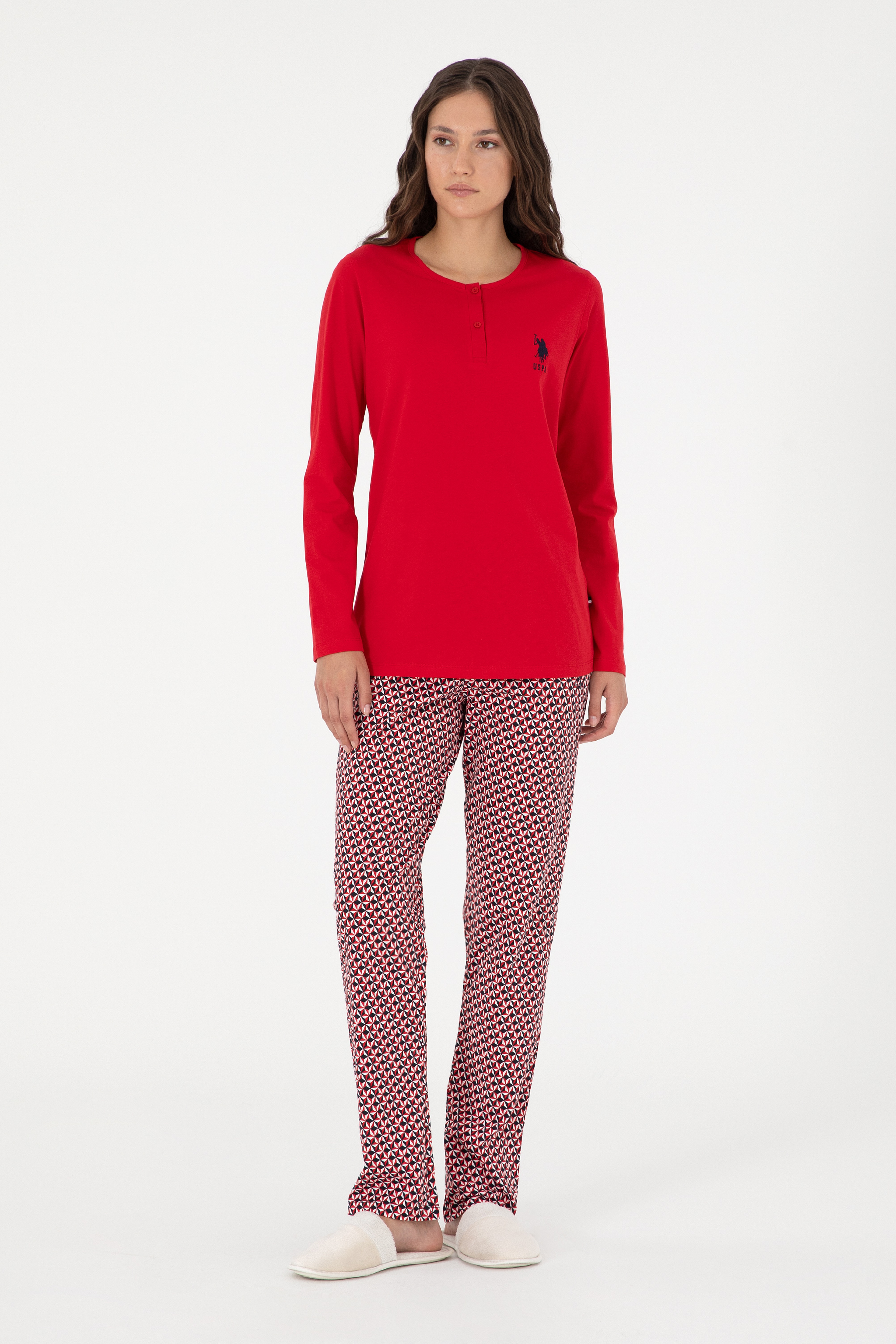 Kadın Kırmızı Pijama Takımı - Image 2