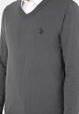 Erkek Slim Fit V Yaka Antrasit Basic Kazak - 50293512105