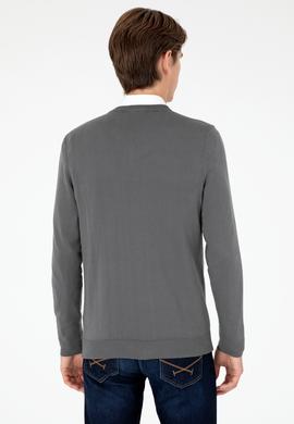 Erkek Slim Fit V Yaka Antrasit Basic Kazak - 50293512105