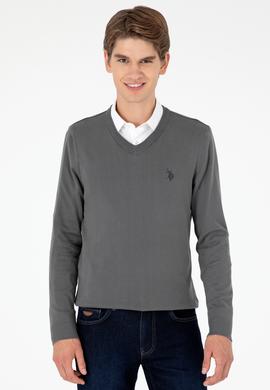 Erkek Slim Fit V Yaka Antrasit Basic Kazak - 50293512105