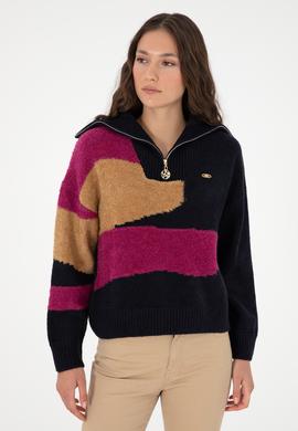 Kadın Lacivert V Yaka Kazak - 50293108006